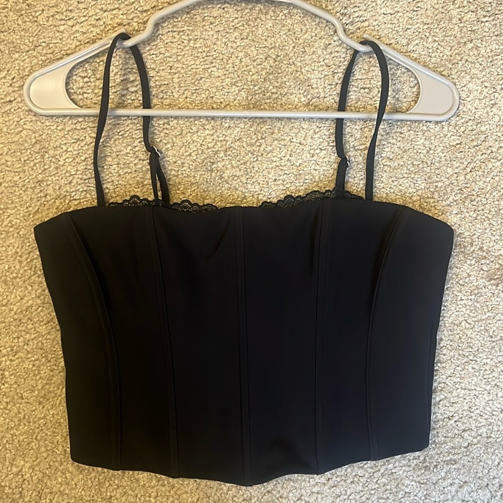 White Fox Black Corset Top